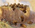 driving buffalo over the cliff 1914 Charles Marion Russell